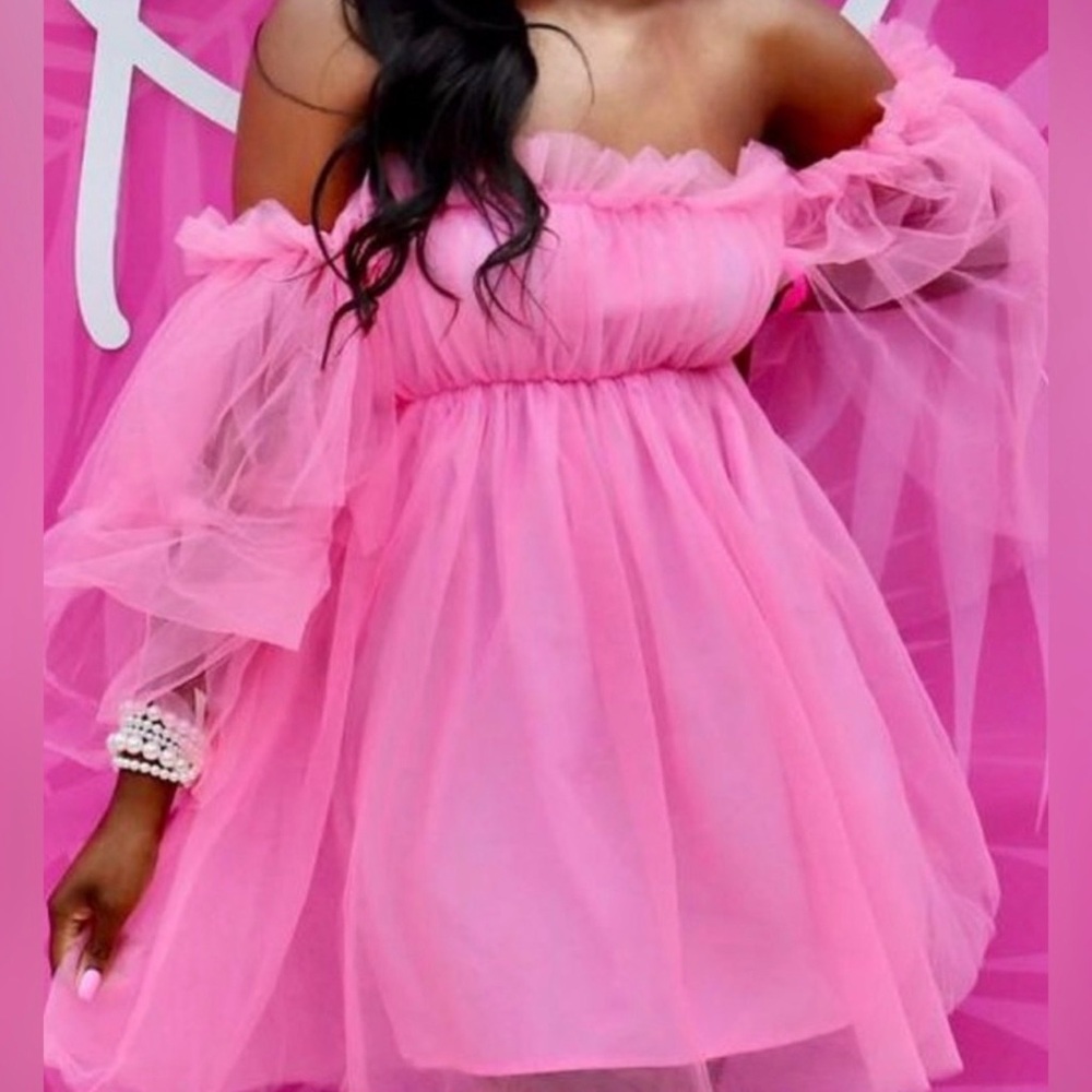 Charming Pink Off-Shoulder Dress